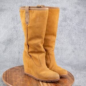UGG Soleil Wedge Boots Pull On Tall Bootie Sheepskin Lined Wmns Sz 7